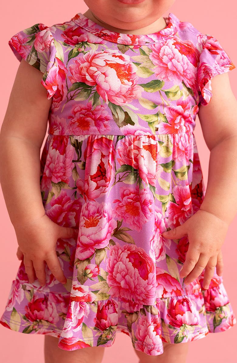 Posh Peanut Francoise Peony Print Skirted Bodysuit, Alternate, color,