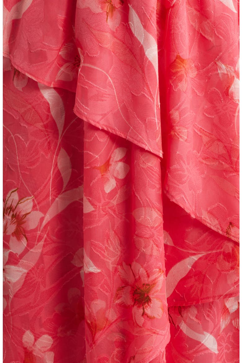 Tiered Asymmetric Midi Dress, Alternate, color, GRENADINE MULTI