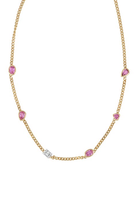 El Mar Diamond & Pink Sapphire Necklace