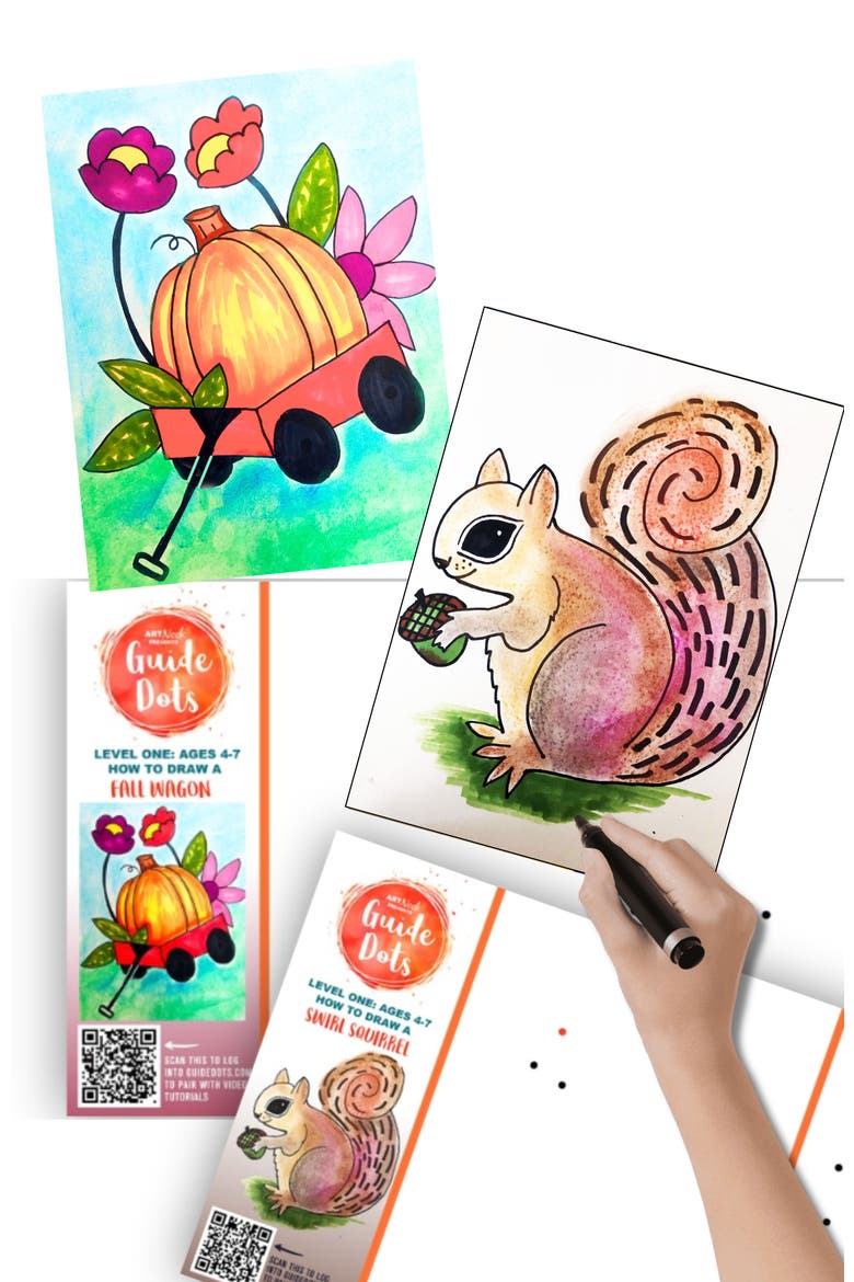 Add-On Art Rolls for Guide Dots Level 1 Art Kits- Ages 4-7, Main, color, L1 Wagon/Swirl Squirrel
