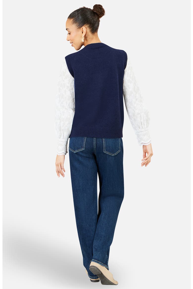 Knitted Flower Sleeveless Jumper Vest, Alternate, color, Navy