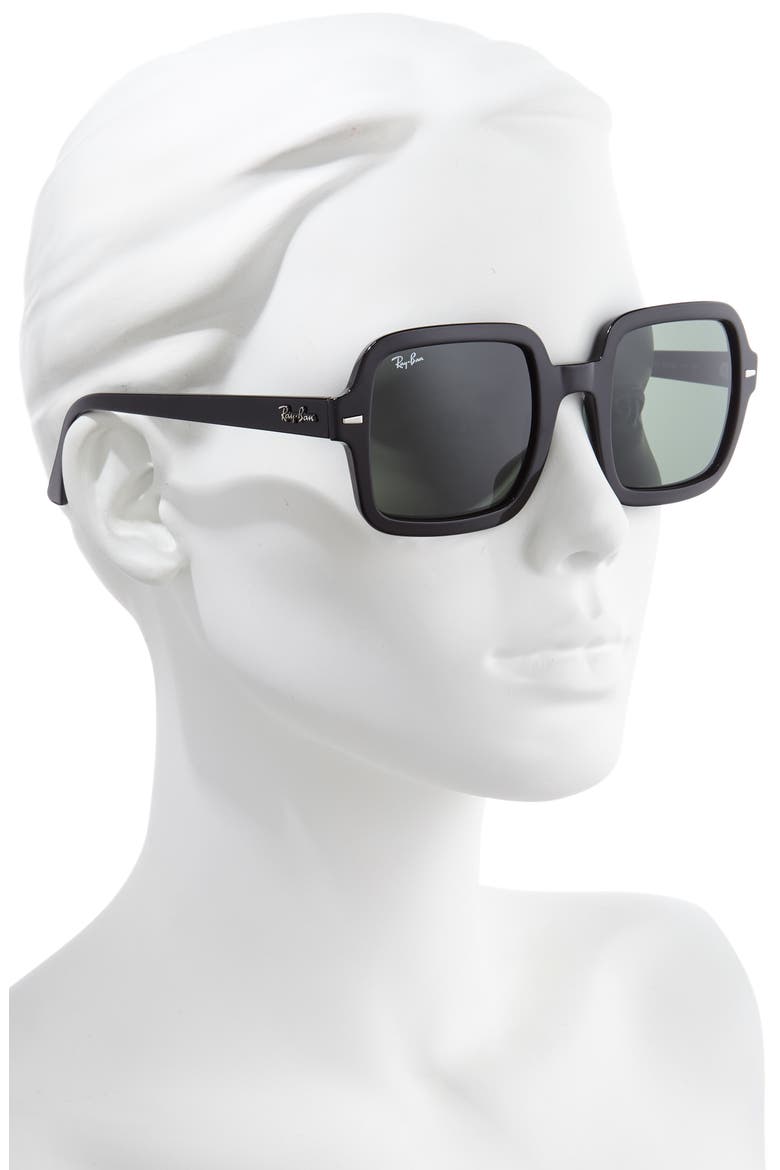 53mm Square Sunglasses, Alternate, color, BLACK/ GREEN SOLID
