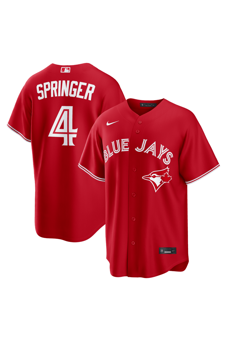 Men's Nike George Springer Red Toronto Blue Jays Canada Day Replica Jersey, Main, color, Red