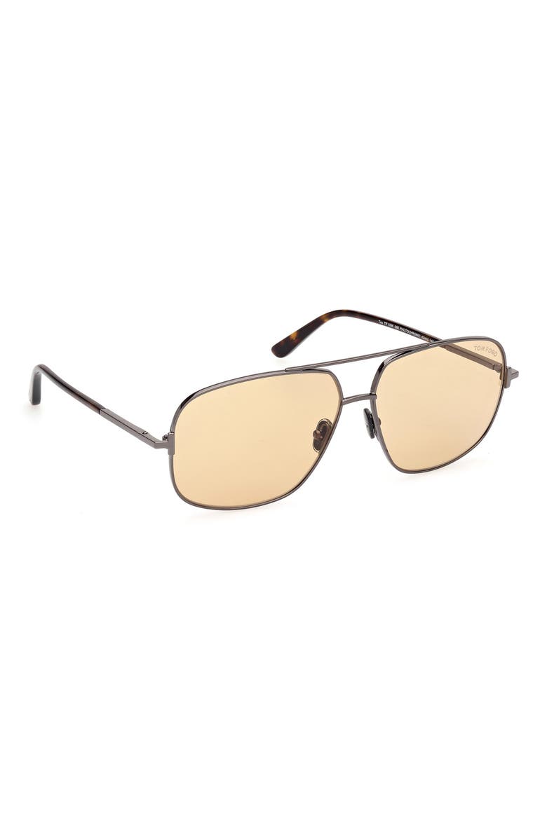 Tex 62mm Navigator Sunglasses, Alternate, color, SHINY GUNMETAL /BROWN