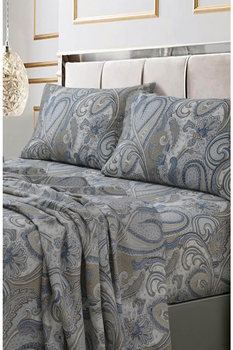 Paisley Park 300 Thread Count Cotton Sateen Sheet Set, Alternate, color, BEIGE