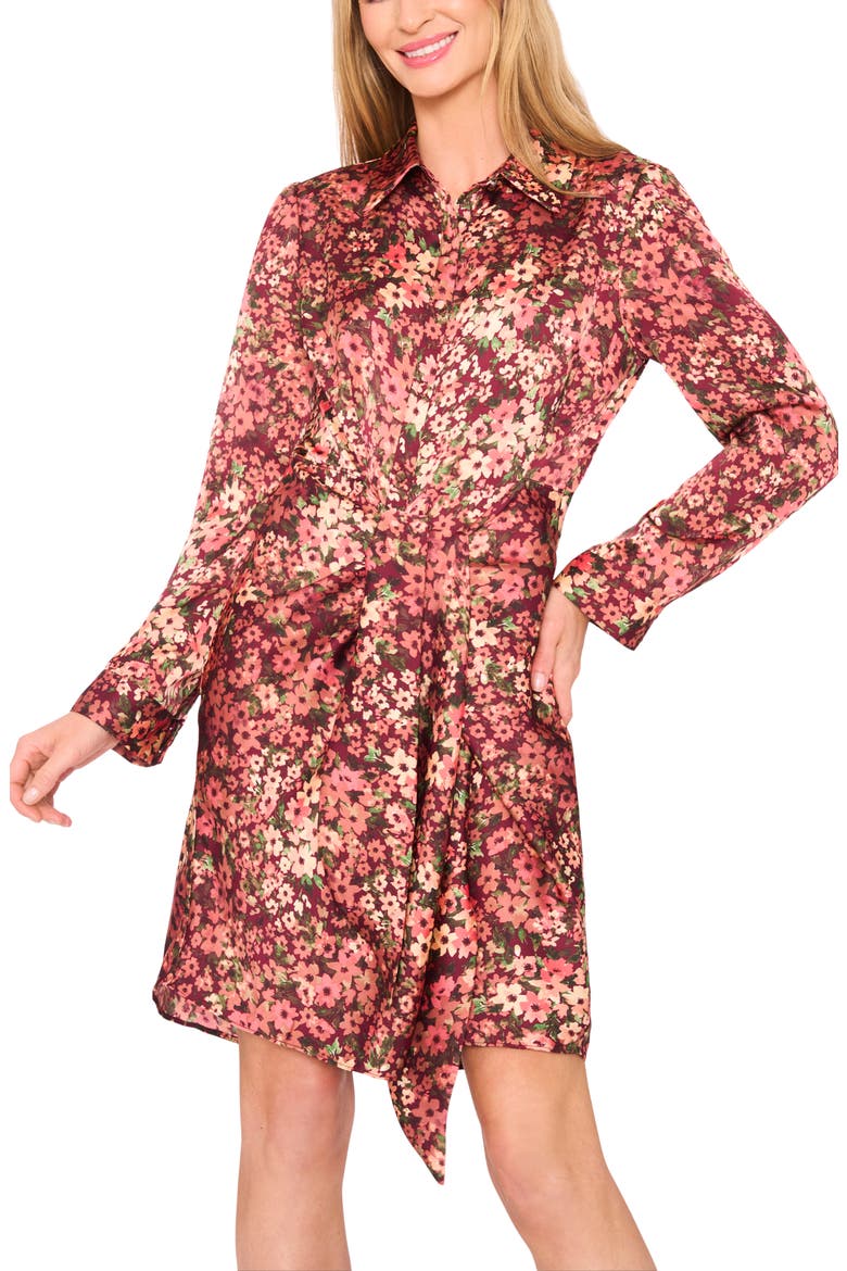 Floral Long Sleeve Shirtdress, Alternate, color, FRESH BERRY