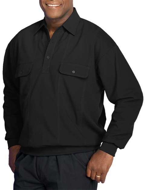 Big & Tall Long-Sleeve Mesh Panel Banded-Hem Shirt