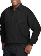 Harbor Bay by DXL Big & Tall Long-Sleeve Mesh Panel Banded-Hem Shirt