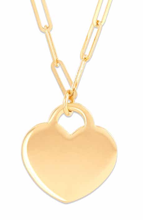 Frankie & Zoe Paper Clip Chain & Heart Pendant Necklace