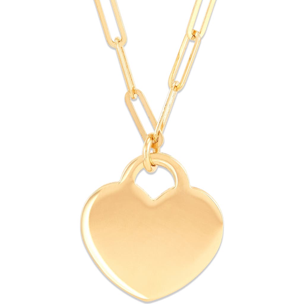Frankie & Zoe Paper Clip Chain & Heart Pendant Necklace In Gold