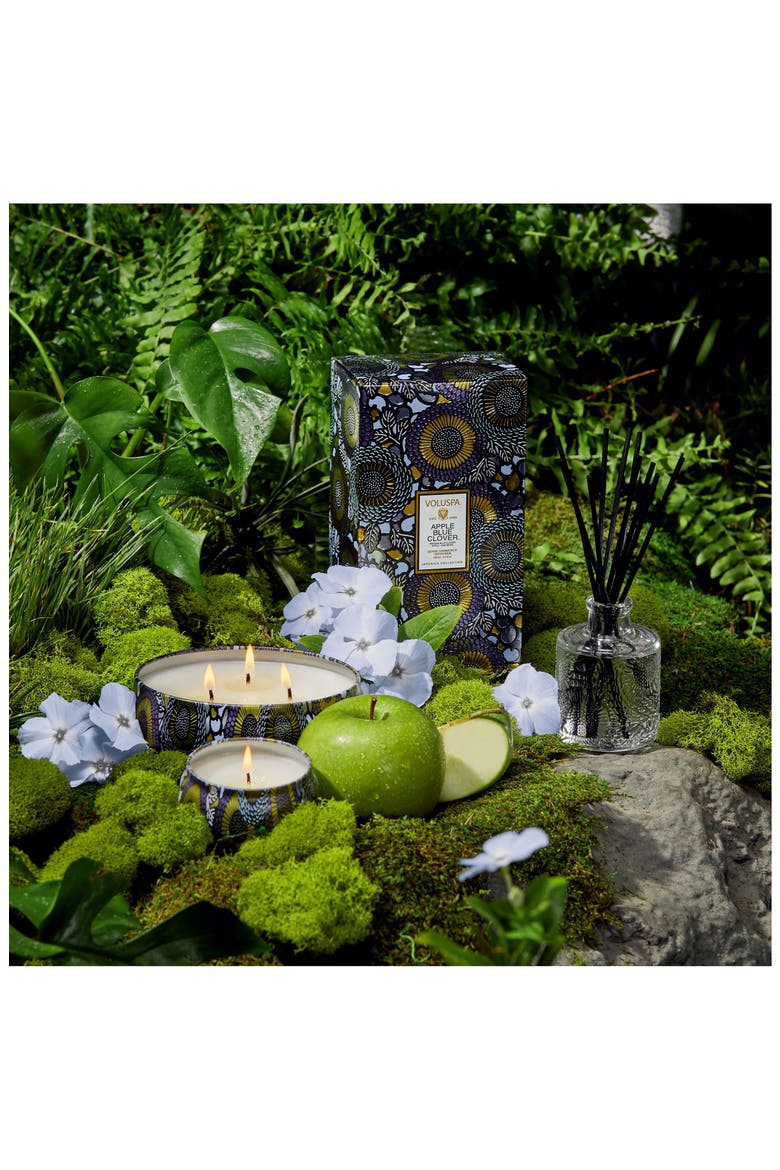 Apple Blue Clover Three-Wick Tin Candle, Alternate, color, APPLE BLUE CLOVER