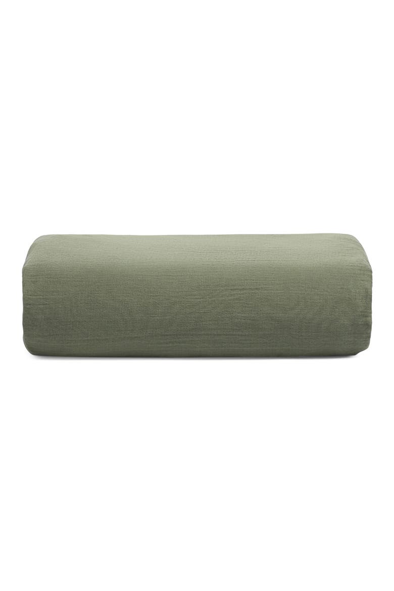 Zen Crinkled Cotton Gauze Fitted Sheet, Main, color, MATCHA