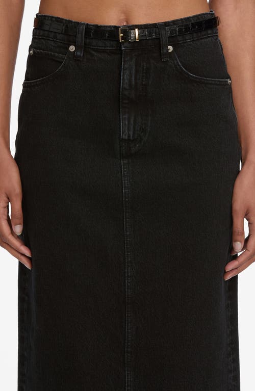Frame The Column Denim Midi Skirt In Black