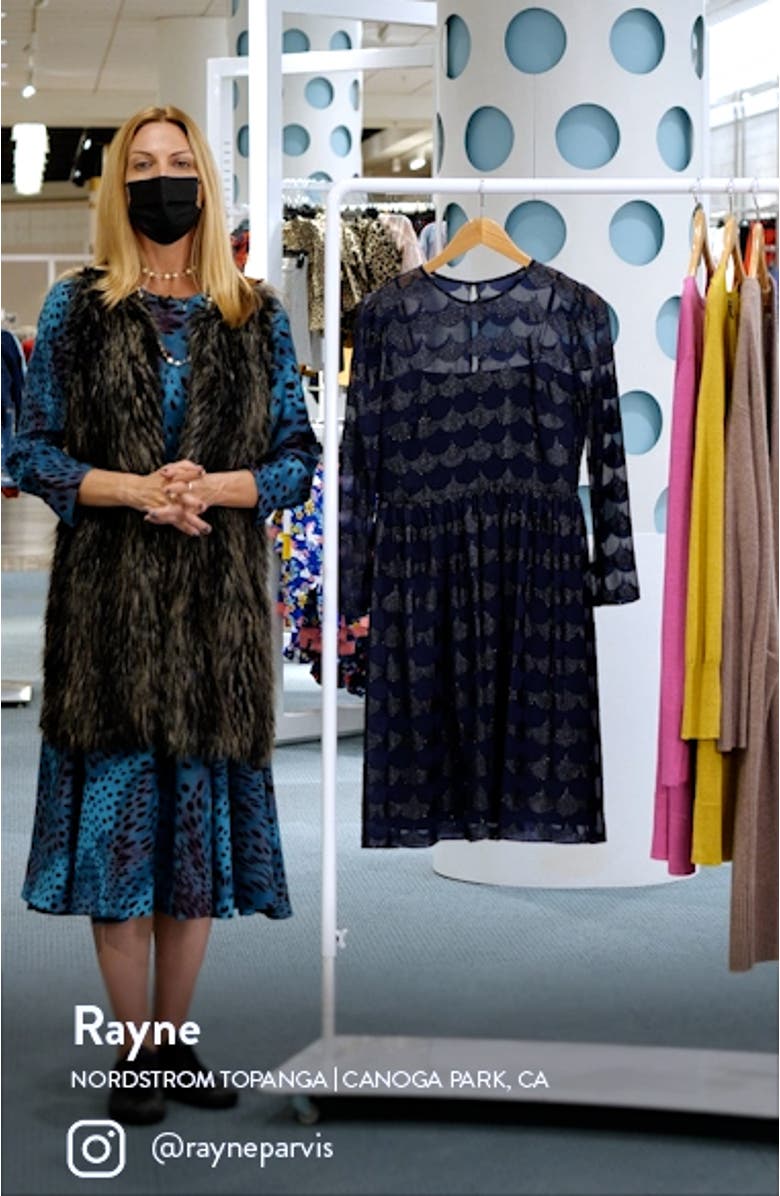 Scallop Burnout Long Sleeve Dress, sales video thumbnail