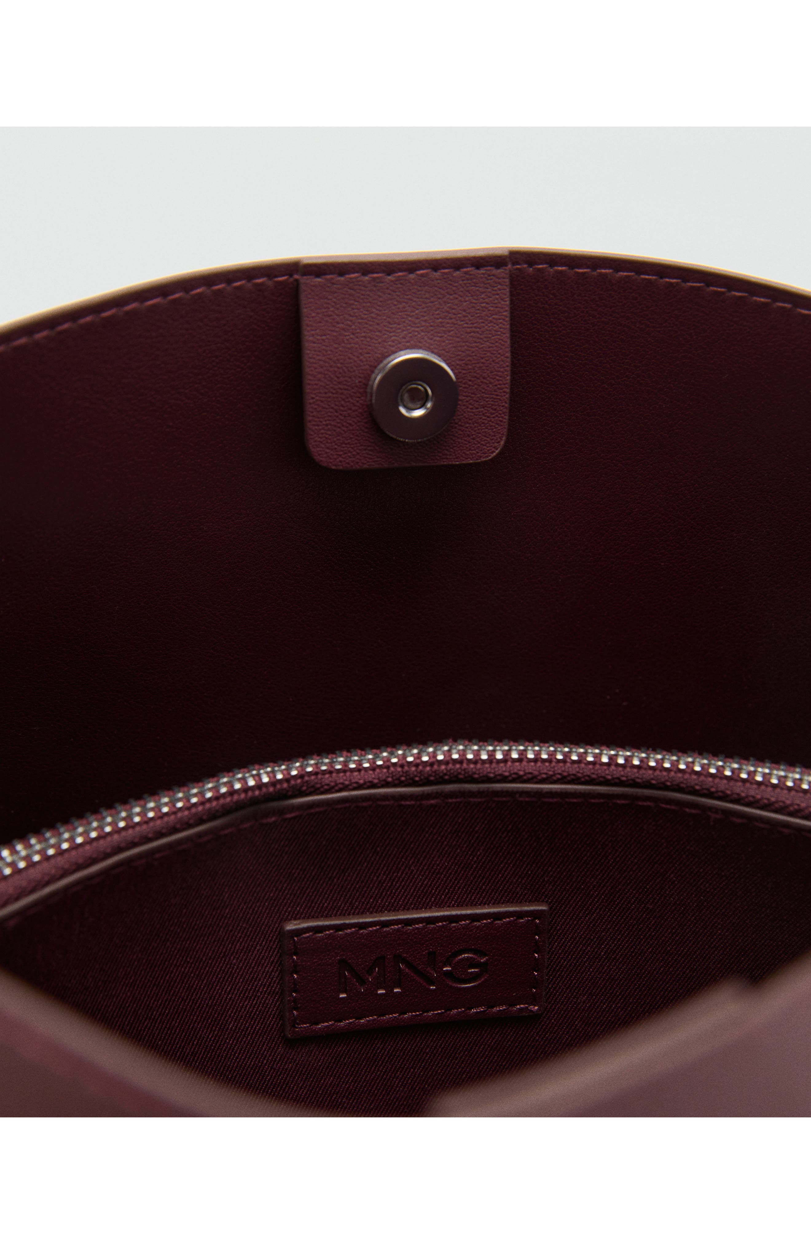 MANGO Faux Leather Crossbody Bag, Alternate, color, Burgundy