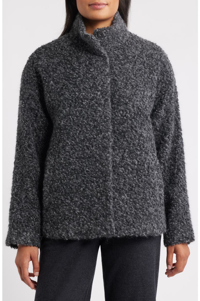 Alpaca & Wool Blend Faux Shearling Short Coat, Alternate, color, CHASH