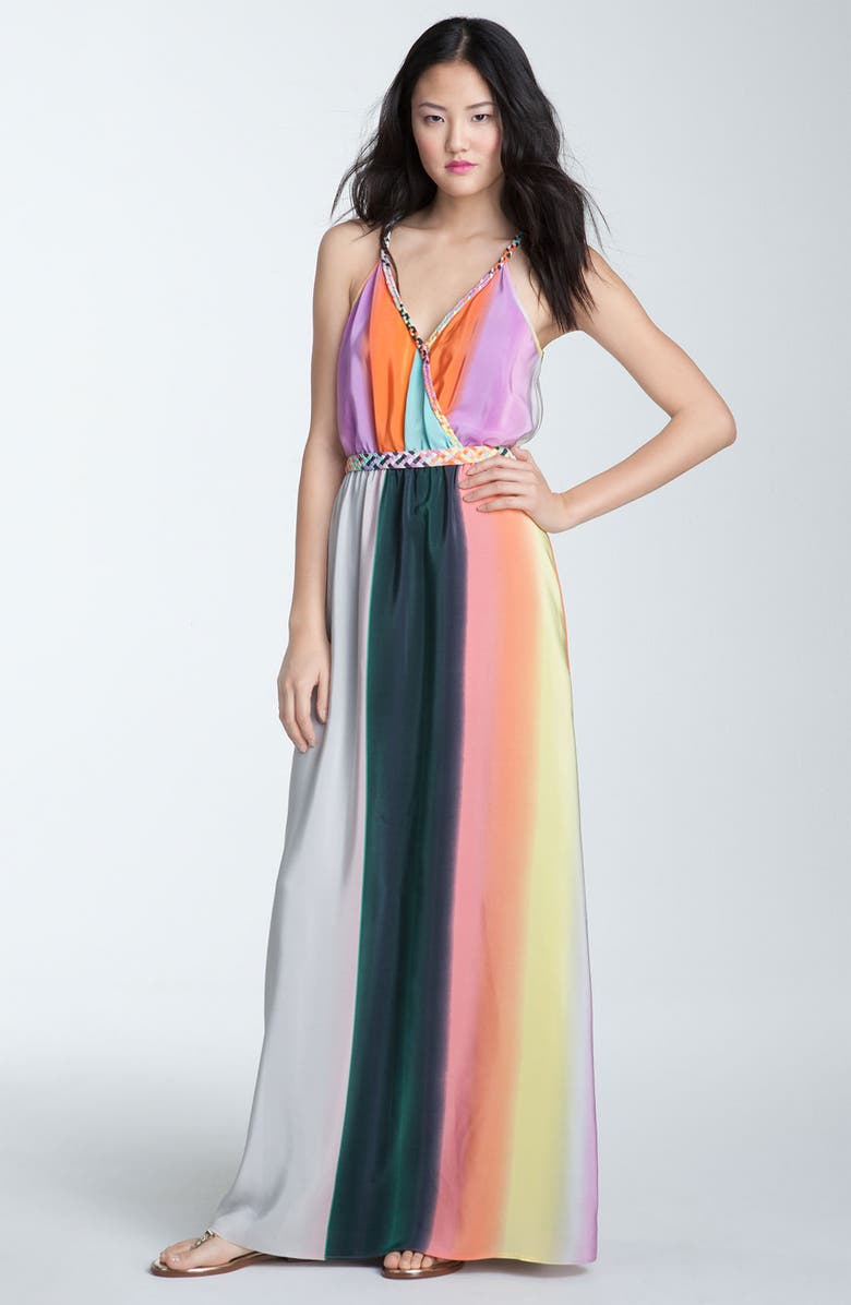 Presley Skye Color Block Silk Crêpe de Chine Maxi Dress, Main, color, 