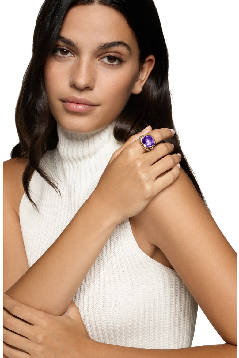 Albion® Ring in Sterling Silver with 18K Yellow Gold and Amethyst, 15mm, Alternate, color, AMETHYST