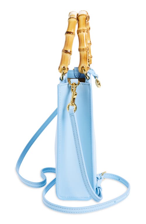 Veronica Beard Small Bamboo Handle Leather Shopper In Light Blue