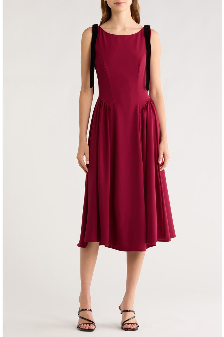 Sleeveless A-Line Midi Dress, Main, color, WINE BLACK