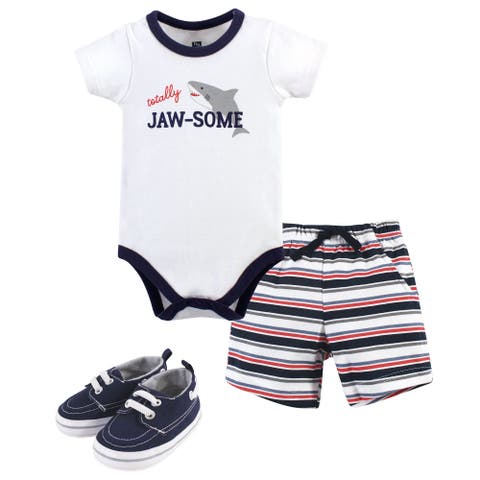 Little Gent's Soft Cotton Bodysuit, Shorts & Footwear 3Pk (Baby)