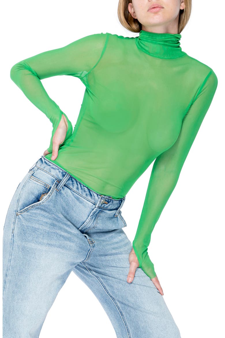 Zadie Power Mesh Long Sleeve Shirt, Alternate, color, FERN GREEN