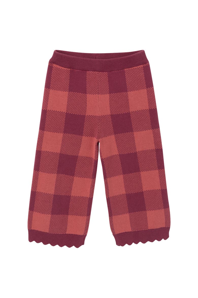 Scalloped Sweater & Pant Set, Alternate, color, Dark Rose Check
