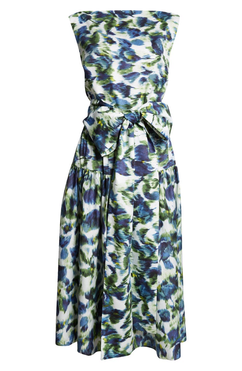 Erdem Floral Print Bow Detail Midi Dress, Main, color, 