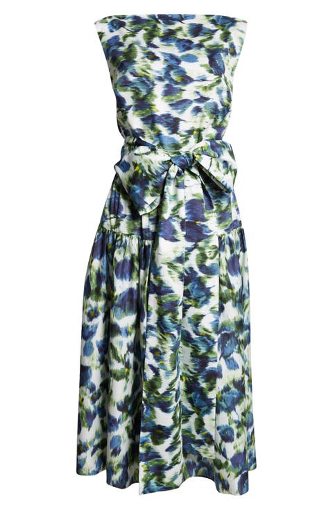 Floral Print Bow Detail Midi Dress