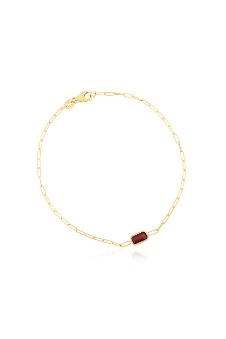 Garnet Bezel Paperclip Bracelet, Main, color, Garnet