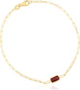 The Lovery Fine Jewelry Garnet Bezel Paperclip Bracelet