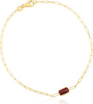The Lovery Fine Jewelry Garnet Bezel Paperclip Bracelet