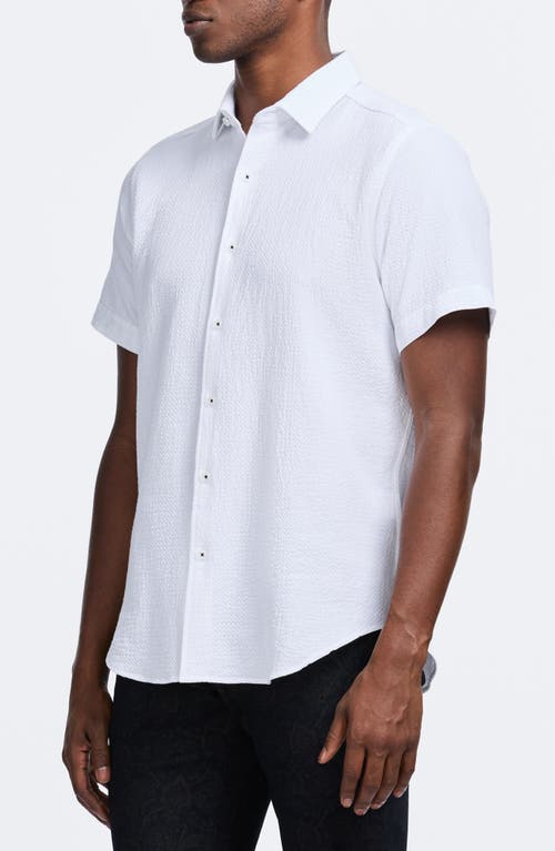 Robert Graham Reid Geo Textured Short Sleeve Cotton Button-up Shirt In White