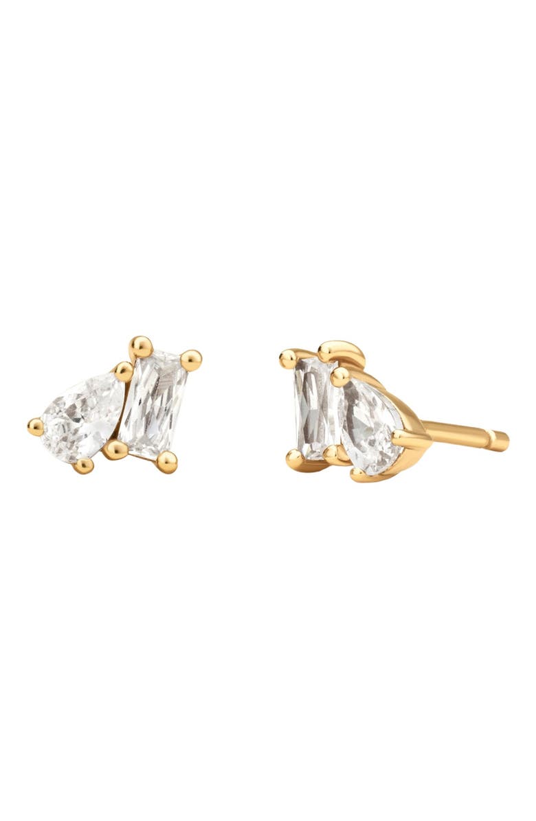 MADE BY MARY Toi et Moi Stud Earrings, Main, color, Gold Vermeil