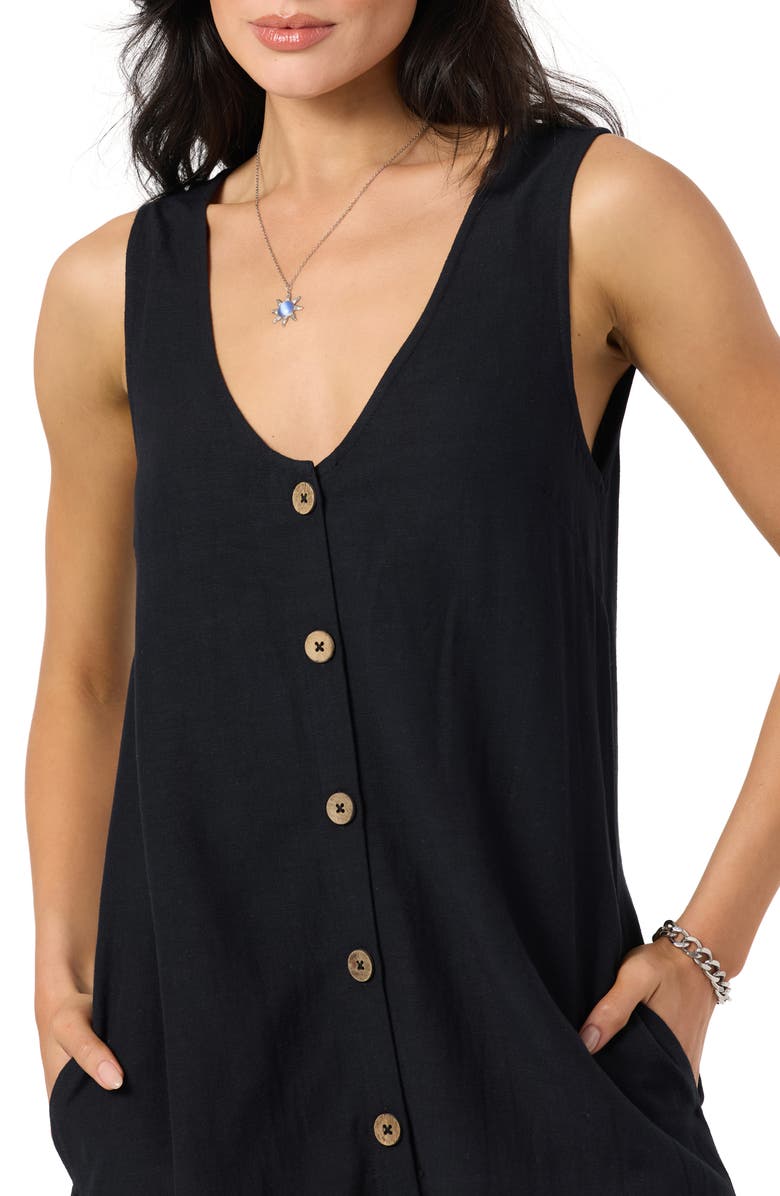 O'Neill Sanders Button-Up Minidress, Alternate, color, Black
