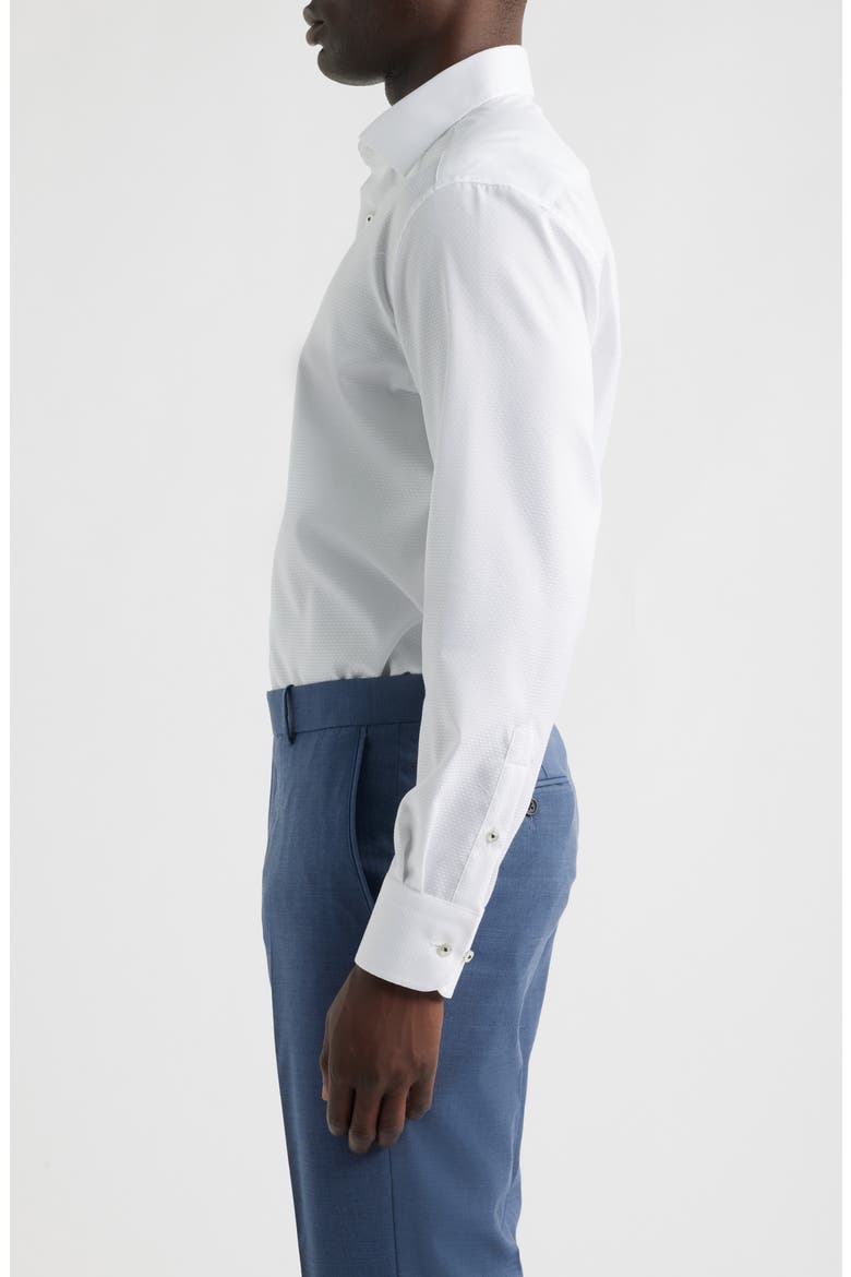 Modern Fit Dot Pattern Non-Iron Cotton Dobby Dress Shirt, Alternate, color, WHITE