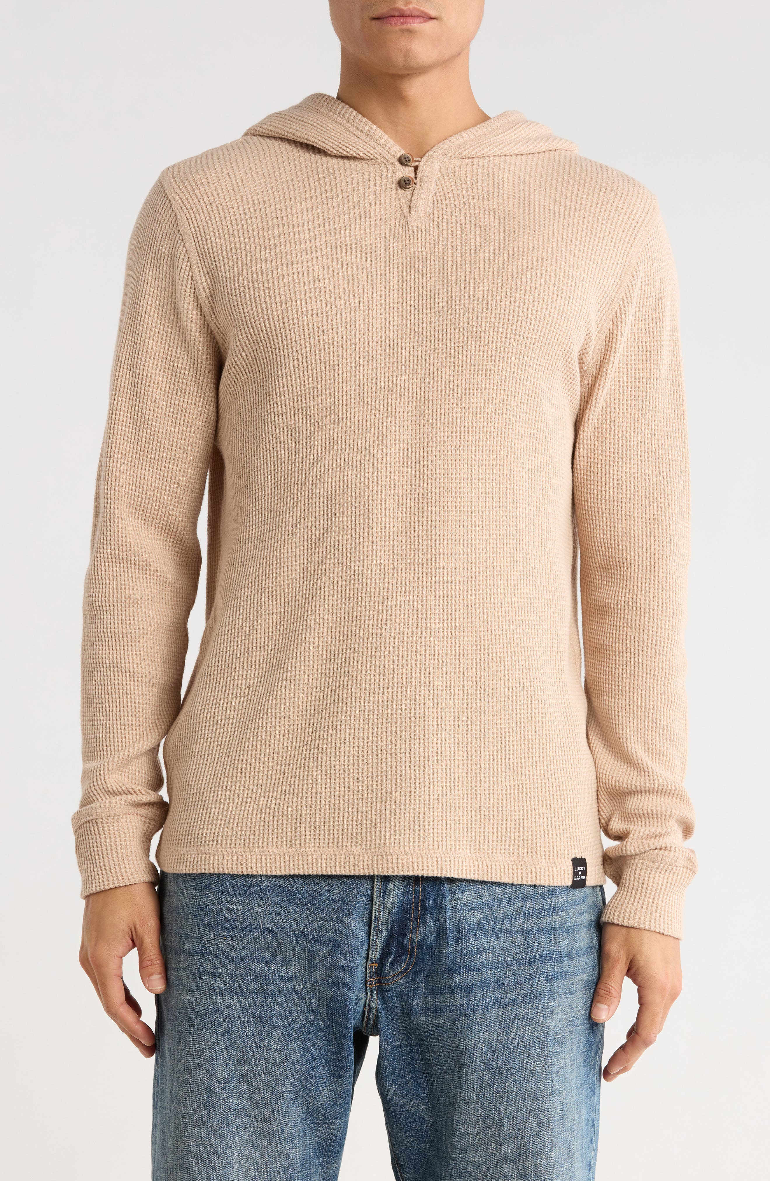 Lucky Brand Waffle Fleece Henley Hoodie