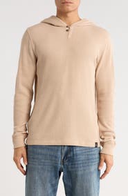 Lucky Brand Waffle Fleece Henley Hoodie