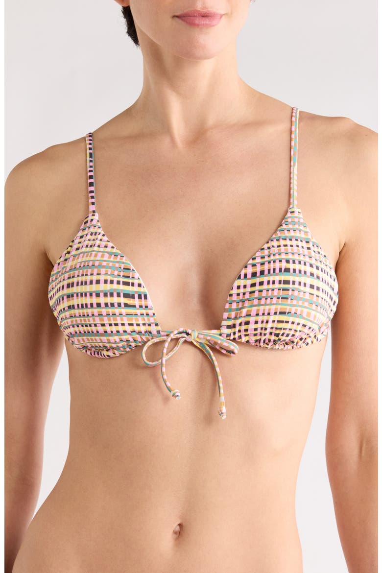 Crossed Path Triangle Bikini Top, Main, color, PINK MULTI