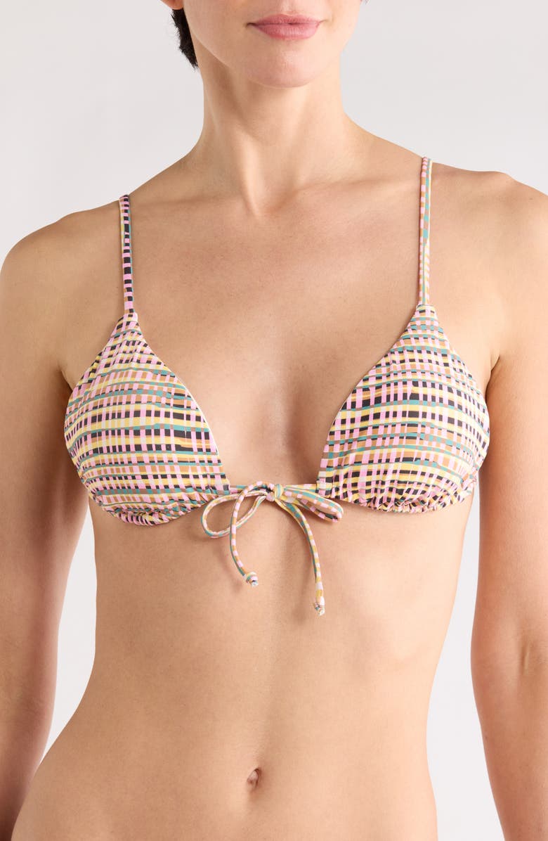 Volcom Crossed Path Triangle Bikini Top, Main, color, Pink Multi