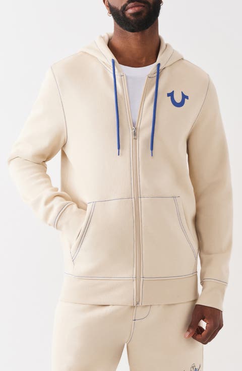 Contrast Stitching Zip Hoodie