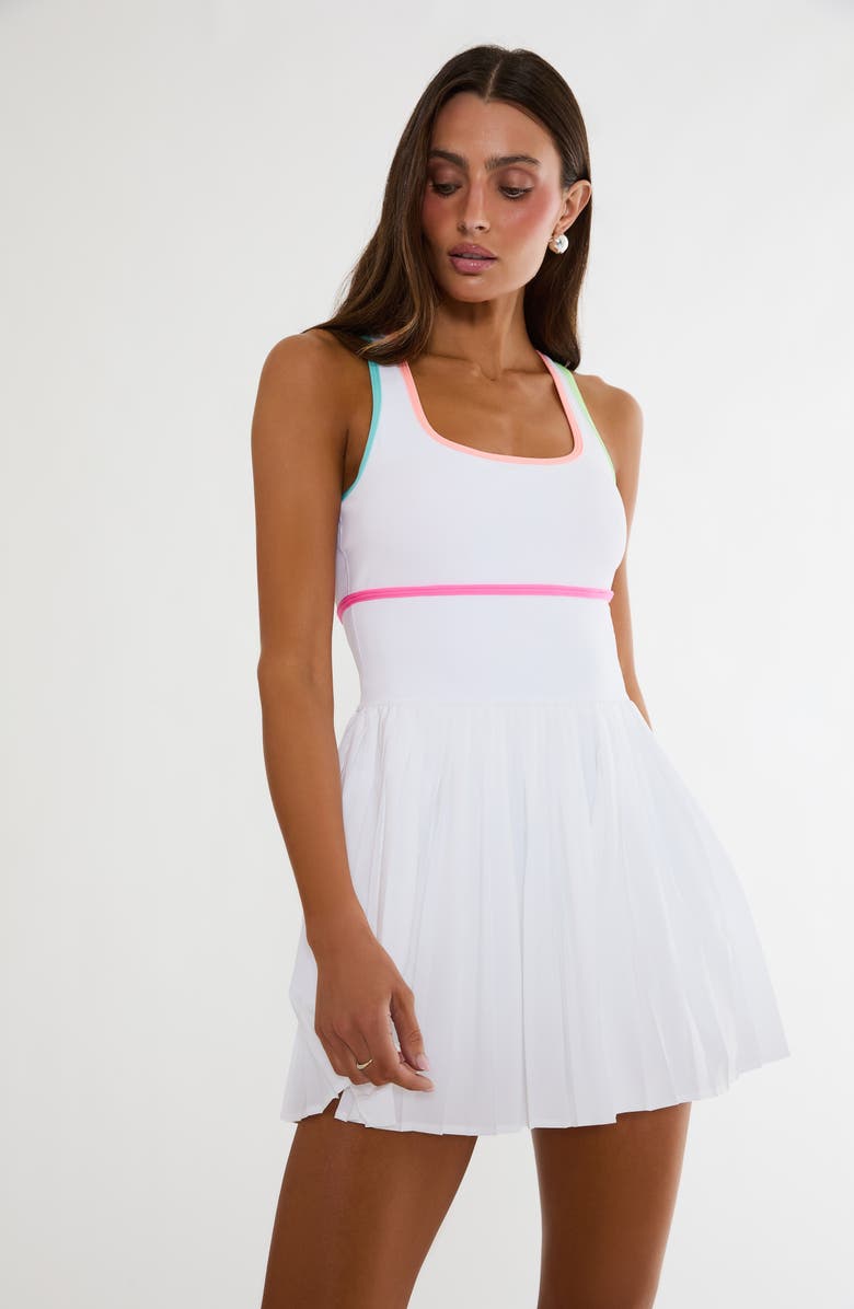 Beach Riot Antonia Pleated Minidress, Alternate, color, Hibiscus Cove White