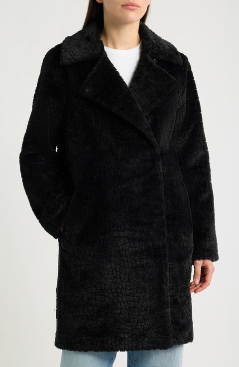 Croc Embossed Faux Fur Jacket