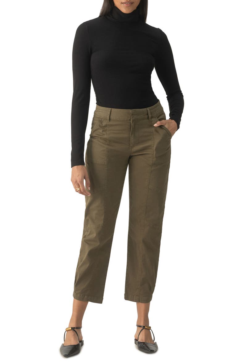 Sahara Tapered Stretch Cotton Utility Pants, Alternate, color, BURNT OLIVE