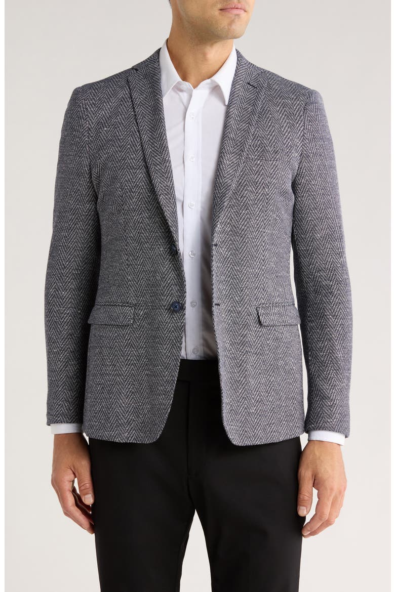 Herringbone Cotton & Linen Blend Sport Coat, Main, color, GREY/ WHITE