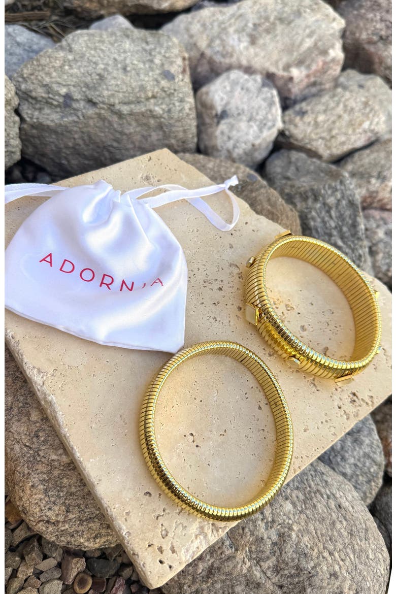 Set of 2 Omega Stretch Bracelets, Alternate, color, GOLD