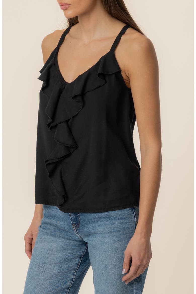 Carmen Ruffle Sleeveless Top, Alternate, color, BLACK