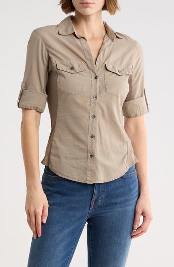 James Perse Three-Quarter Sleeve Button-Up Shirt | Nordstromrack