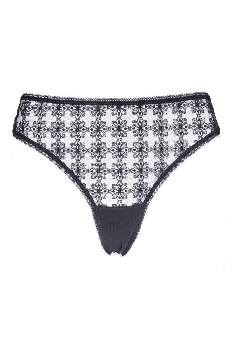 Café Fleur Tanga, Alternate, color, BLACK