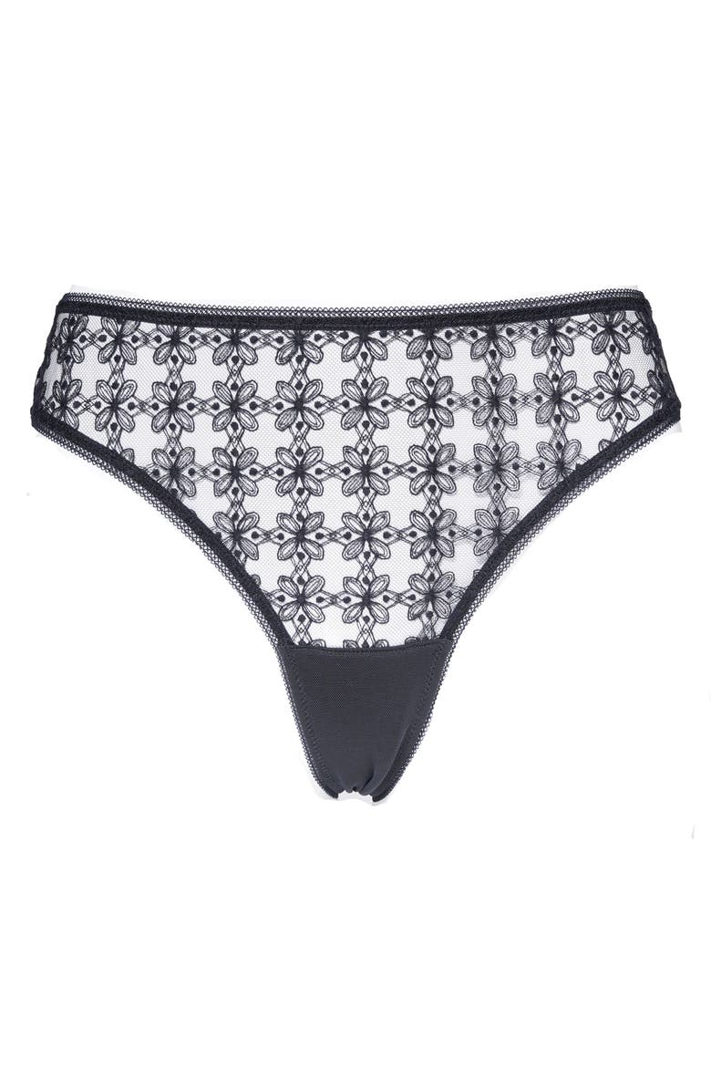 Huit Café Fleur Tanga, Alternate, color, Black